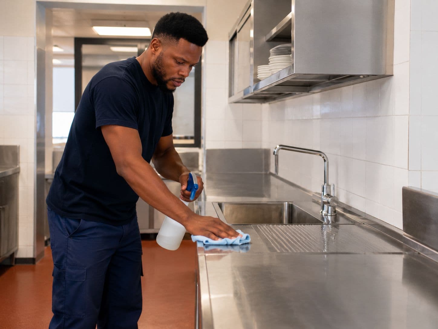 Agent UWA PROPRETÉ nettoyant une cuisine à domicile à Lyon